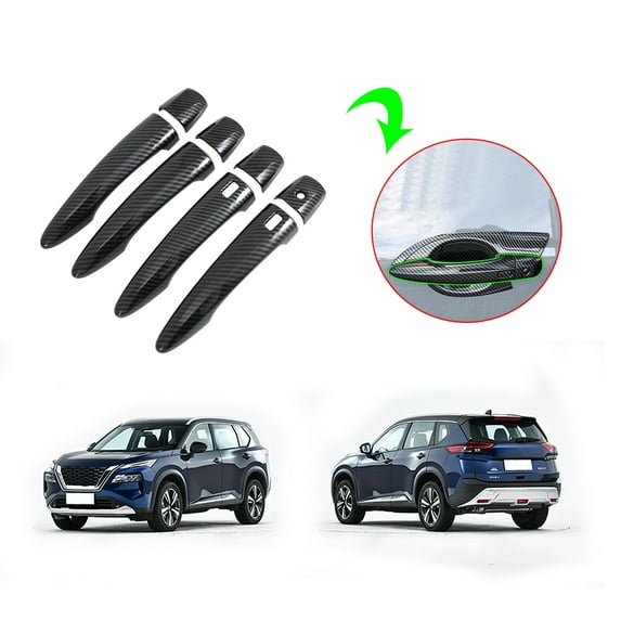 OUBOLUN ABS Imitate Carbon Fiber 10 Pcs/Set Door Handle Cover Handle Insert Trim For Nissan Rogue X-Trail X Trail T33 2021 2022 Body Kits