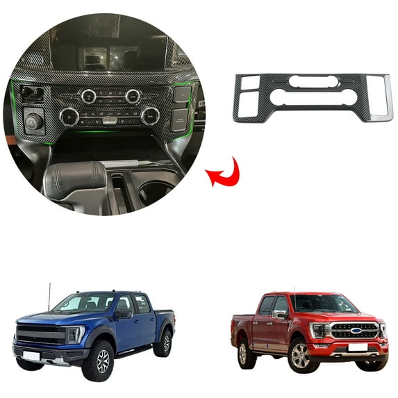OUBOLUN ABS Imitate Carbon Fiber 1Pcs/Set AC Switch Air Conditioning Control Cover For Ford F-150 F150 2021 2022 Auto Parts