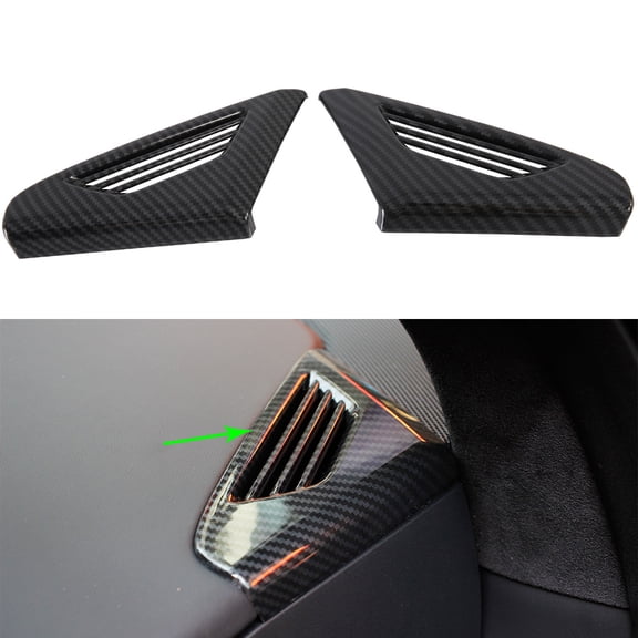 OUBOLUN ABS Imitate Carbon Fiber 2 PCS/Set Front Up Upper Air Conditioning Vent Cover Frame For Tesla Model X 2016-2020 Auto Parts Interior Accessories