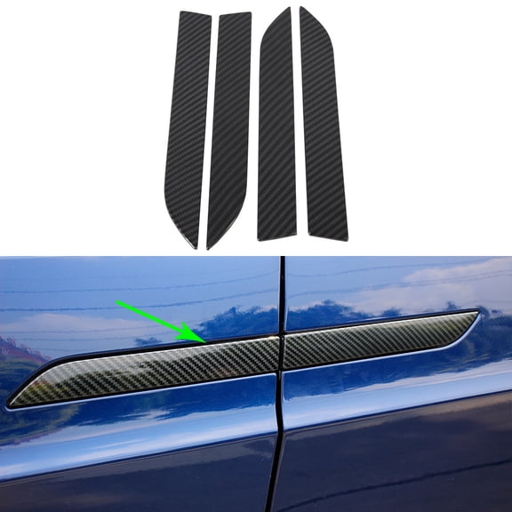 OUBOLUN ABS Imitate Carbon Fiber 4 PCS/Set Door Handle Cover Insert Trims For Tesla Model X 2016-2020 Car Exterior Body Kits Decoration