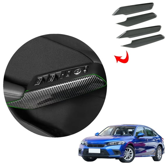 OUBOLUN ABS Imitate Carbon Fiber 4 PCS/Set Inner Window Rises Molding Trims Armrest Strip Trim For Honda 11th Gen Civic 2022 Car Interior Accessories Body Kits