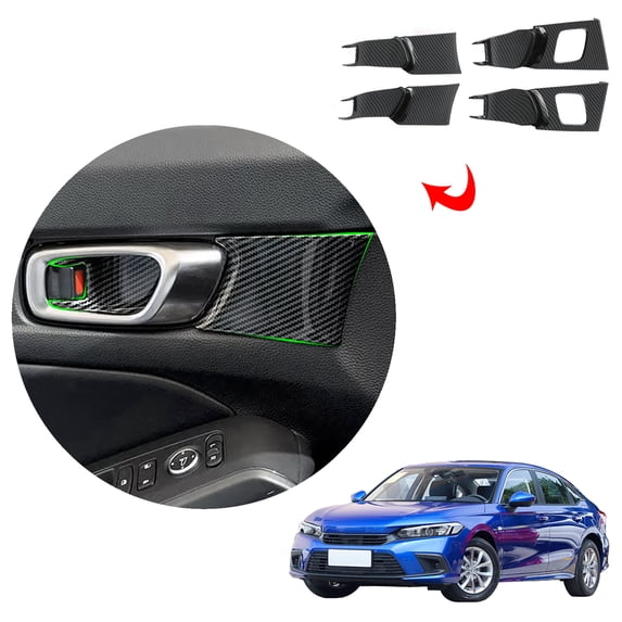 OUBOLUN ABS Imitate Carbon Fiber 4 Pcs/Set Inner Handle Bowl Cover Inside Door Lock Panel For Honda 11th Gen Civic 2022 Car Interior Accessories