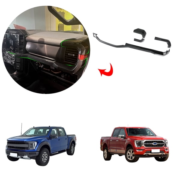 OUBOLUN ABS Imitate Carbon Fiber 4Pcs/Set Middle Control Molding Trims For Ford F-150 F150 2021 2022 Auto Parts