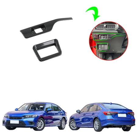 OUBOLUN ABS Imitate Carbon Fiber Black 2 PCS/Set Headlight Control Cover Head Lamp Adjustment Switch Frame For Honda 11th Gen Civic 2022 Car Interior Decorative Sticker