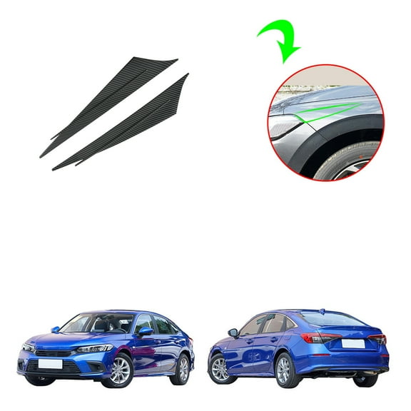OUBOLUN ABS Imitate Carbon Fiber Black 2 PCS/Set Headlight Light Molding Trims Head Lamp Eyebrow Cover For Honda 11th Gen Civic 2022 Decorative Sticker Car Exterior Accessories