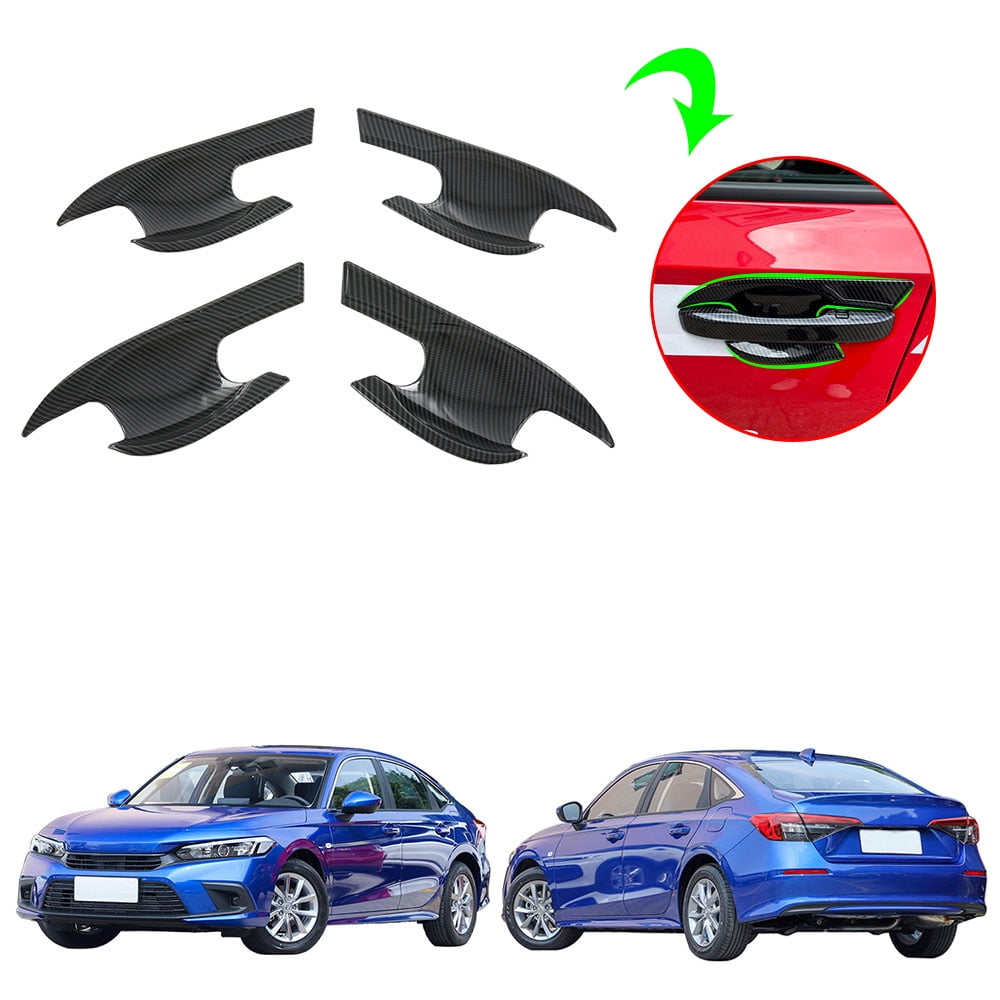 OUBOLUN ABS Imitate Carbon Fiber Black 4 PCS/Set Handle Bowl Cover Door