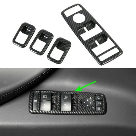 OUBOLUN ABS Imitate Carbon Fiber Black 4 PCS/Set Window Rises Cover Armrest Control Switch Button For Tesla Model S Model X 2016-2020 High Quality Car Interior Decoration