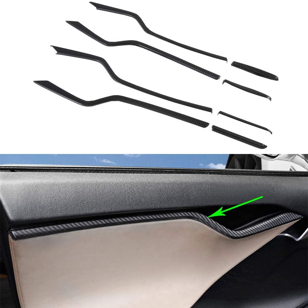 OUBOLUN ABS Imitate Carbon Fiber Black 8 PCS/Set Inner Door Molding ...