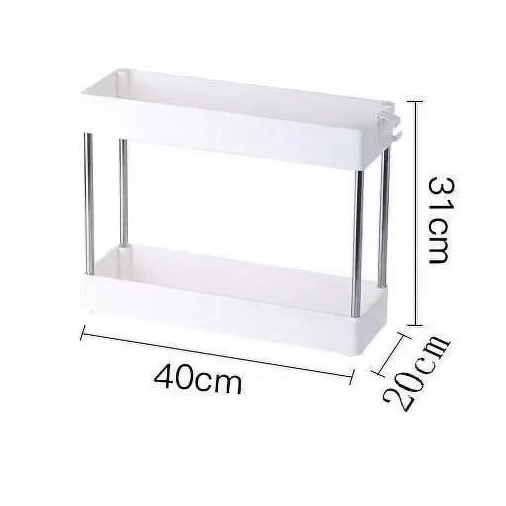 OUCJIED 2-Tier Under Sink Organizer, Sliding Under Bathroom Cabinet Storage Drawer Organizer with Hooks, Hanging Cup, Dividers, Handles, Multi-purpose Under Sink Shelf Organizer,  2 Pack