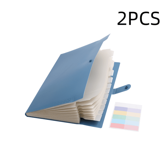 OUCLEYE 2PCS A4 12 slot Expanding File Folder, Durable PP Document Organizer, Pastel Macaron Classification Paper Receipt Accordion Folder