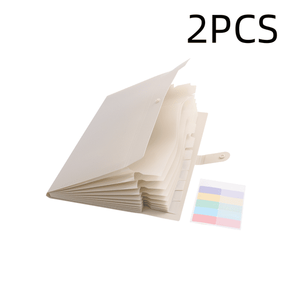 OUCLEYE 2PCS A4 12 slot Expanding File Folder, Durable PP Document Organizer, Pastel Macaron Classification Paper Receipt Accordion Folder