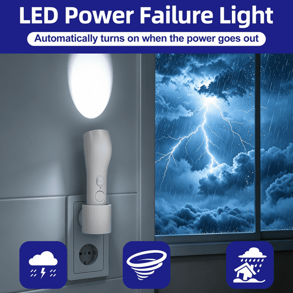 OUCLEYE 4-in-1 Rechargeable Motion Sensor Night Light, Plug-in Emergency Flashlight with Auto Power Failure Activation for Hallway, Bathroom, Bedroom, Blackouts