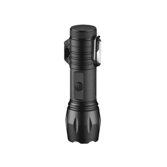 OUCLEYE USB Rechargeable Mini Tactical Flashlight with Dual X-Shaped Arc Igniter, Super Bright XPE LED 3 Modes Portable Pocket Torch with Window Breaker, for Camping Hiking Everyday Carry