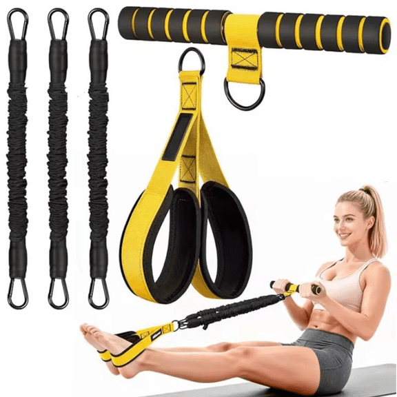 OUCLEYE Upgraded Detachable Foot Pedal Resistance Bands, Yoga Stretch Pull Rope Set, Non-Slip Handle Exercise Tubes for Full Body Home Core Shaping Training
