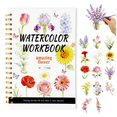 thumbnail image 1 of OUCLEYE Watercolor Workbook for Beginners, 300gsm Watercolor Paper Watercolor Painting Practice Book with 10 Colors Solid Pigment Paint Set and Painting Brush, 3 Themes for Adults New Painters, 1 of 8