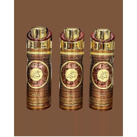 OUD CAMBODI RIHANAH PERFUMED SPRAY 3 BOTTLES 200 ML MADE IN UAE