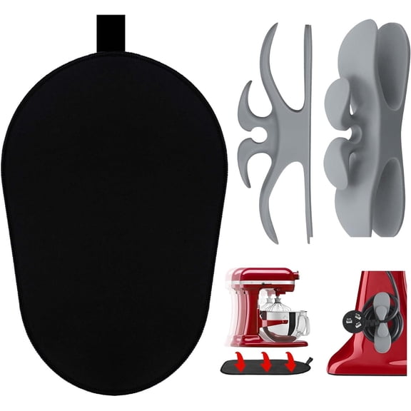 OUDIZZ Sliding Mats for Kitchen aid Head Stand Mixer with 2 Grey Kitchen Accessories,Mixer Mover Slider Pad Compatible with 5-8Qt Tilt-Head Stand