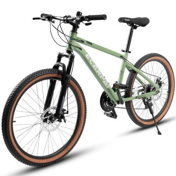 OUDOSPRS 24" Adult Mountain Bike - 21-Speed High Carbon Steel Frame with Disc Brakes for Commuting (Green)