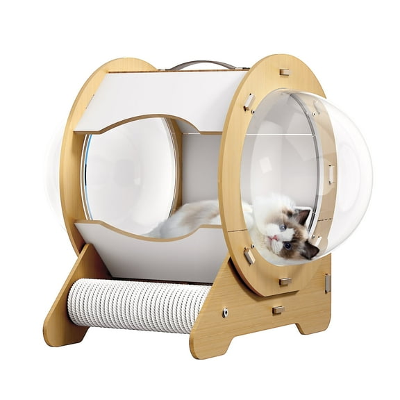 OUDOSPRS Cat Bed Capsule Portable Spaceship Space Capsule with Cushion, Pet Bed House, Indoor Large Size Detachable Portable Transparent Cat House, Furniture Living Room, Bedroom, Pet Shop