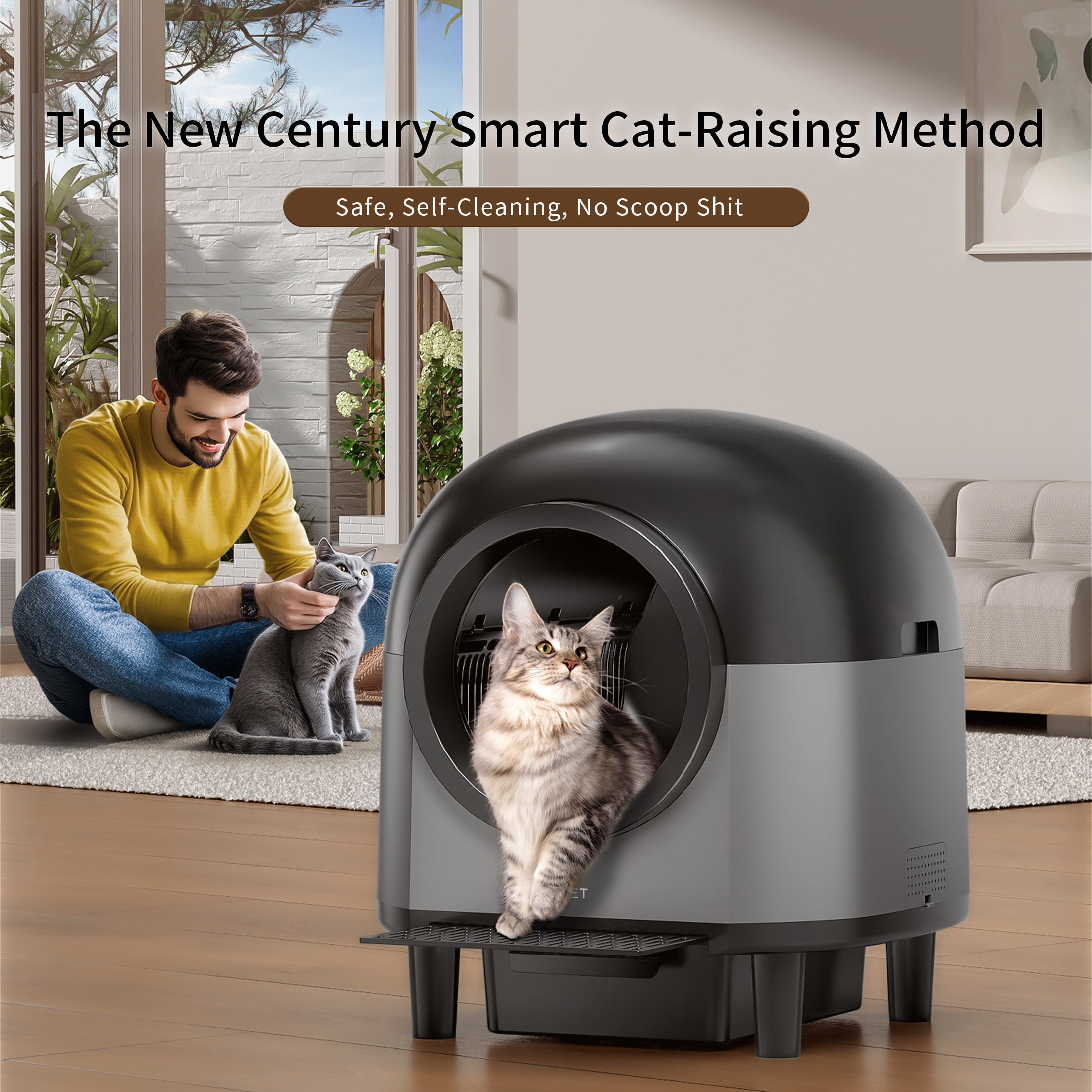 OUDOSPRS Self Cleaning Cat Litter Box, Automatic Smart Litter Box for ...
