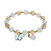 OUEPLLOZ Blessing Good Luck Jade Crystal Lucky Bracelets for Women Chinese Style Good Lucky Key Jade Dainty Beads Bracelets Christmas Ideas for Women MenBlue,One Size