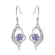OUEPLLOZ Clearance 925 Sterling Silver Plumeria Drop Dangle Hook Earrings Hypoallergenic Dangle Earrings Wedding Earrings Jewelry for Brides(Purple,One Size)