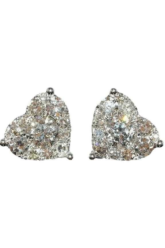 Clearance 925 Sterling Silver Stud Earrings for Women Cute Heart Hypoallergenic Stud Earrings with Cubic Zirconia Trendy Anniversary Birthday Gifts(F,One Size)