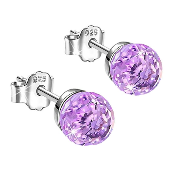 OUEPLLOZ Clearance 925 Sterling Silver Stud Earrings for Women Hypoallergenic Stud Earrings with Cubic Zirconia for Women Dainty Jewelry Gifts for Birthday Christmas(Purple,One Size)