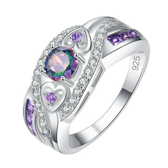 OUEPLLOZ Clearance Engagement Gold Wedding Bands Rings For Women Non Tarnish Cz Cubic Zirconia Silver And Gold Rings Gold Jewelry For Women Gift Initial Ring(Multicolor,10)