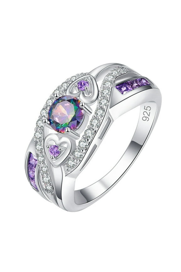 Clearance Engagement Gold Wedding Bands Rings For Women Non Tarnish Cz Cubic Zirconia Silver And Gold Rings Gold Jewelry For Women Gift Initial Ring(Multicolor,7)