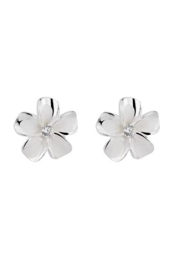 Clearance Flower Stud Earrings 925 Sterling Silver Plumeria Earrings for Women Hypoallergenic Cubic Zircon Cute Flower Stud Earrings Jewelry Gifts for Birthday Christmas(B,One Size)