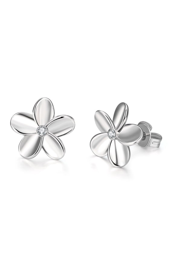 Clearance Flower Stud Earrings 925 Sterling Silver Plumeria Earrings Womens Cute Cherry Blossom Stud Christmas Birthday Jewelry(Silver,One Size)