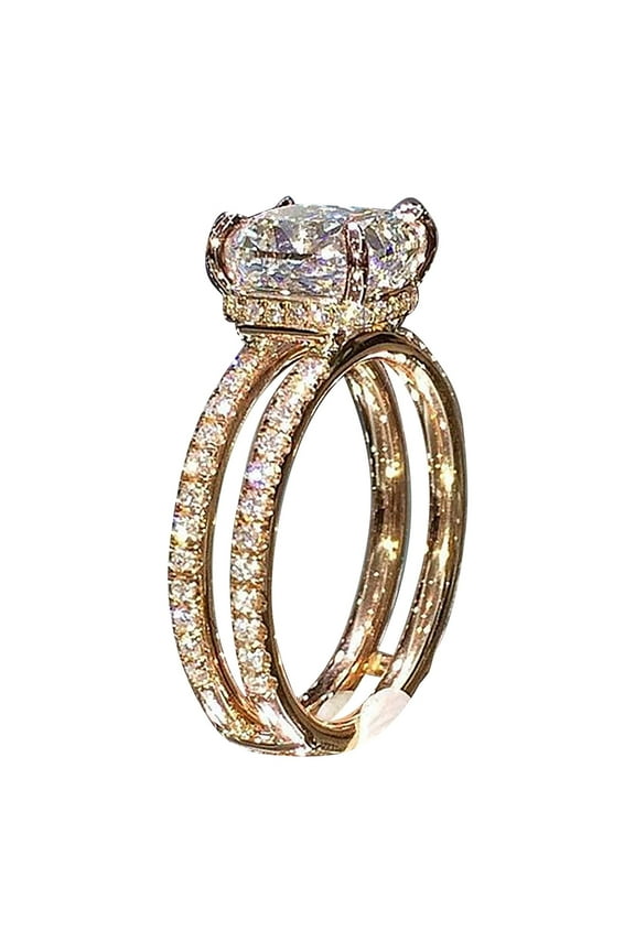 Clearance Silver Birthstone Rings For Women Non Tarnish Trendy Stackable Gold Rings Dainty Stackable Engagement Wedding Promise Rings(Gold,9)