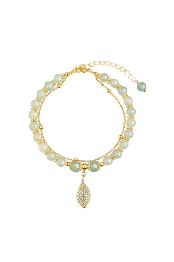 Plated Jade Crystal Butterfly Beaded Bracelet for Women Adjustable Chinese Style Classic Bracelet Charm Ideal Gifts Jewelry(Mint Green,One Size)