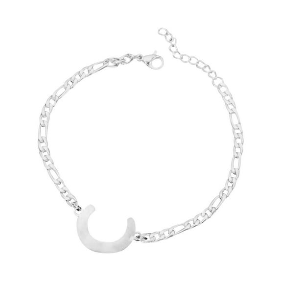 OUEPLLOZ Silver Initial Bracelets for Men, Birthday Gifts for Mens Bracelet Christmas Gifts for Men Boyfriend Dad Husband Couples Bracelets With Lettercuban Link Chain Bracelet for Men(C,One Size)