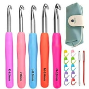 OUEYXIO Household TextilesCrochet Hook Set Ergonomic Large Crochet Hooks Yarn Needles Soft Handles Aluminum Crochet Hook for Beginners Adults, Clearance sale! (As Show)