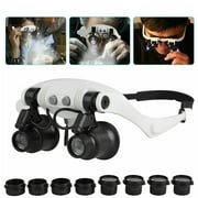 OUEYXIO Office Equipment Magnifying Glasses for Close Work Led Head Magnifier Hands Headband with Light Interchangeable, Clearance sale! (As Show)