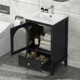 thumbnail image 1 of OUFAN 20" Bathroom Vanity with Ceramic Sink, Bathroom Cabinet with arch Glass Door and Drawer, Modern Bathroom Storage Unit for Bathroom, Black, 1 of 8