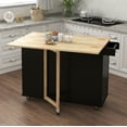 thumbnail image 1 of OUFAN Kitchen Island with Drop-Leaf Tabletop, Rolling Kitchen Island Cart with Spice Rack, 2 Doors & 3 Drawers,Kitchen Cart Island Table for Kitchen, Black, 1 of 6