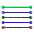 thumbnail image 1 of OUFER 14G 5 PCS Surgical Steel Industrial Barbell Green Purple Blue Splatter Industrial Piercing for Women Men Cartilage Earrings 38mm Body Jewelry Piercing, 1 of 6