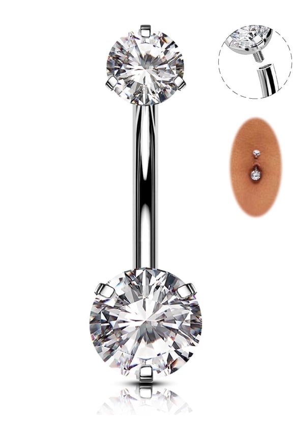 14G Belly Button Rings Internally Thread Navel Piercing Jewelry CZ Navel Rings Belly Jewelry