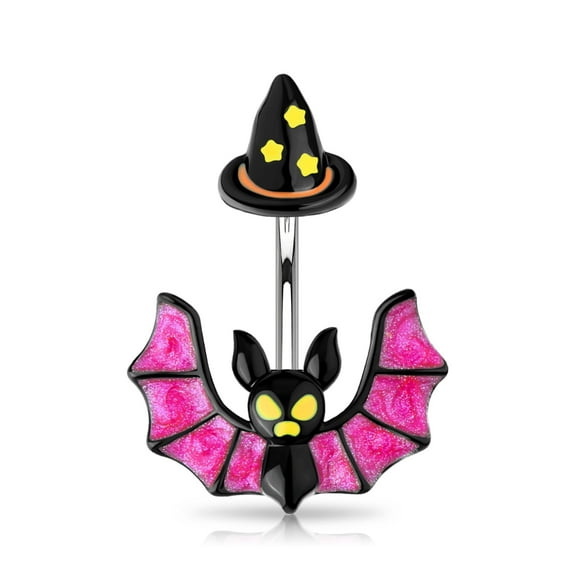 OUFER 14G Belly Button Rings Navel Rings Surgical Steel Colorful Bat and Hat Navel Piercing Jewelry Belly Rings Belly Piercing