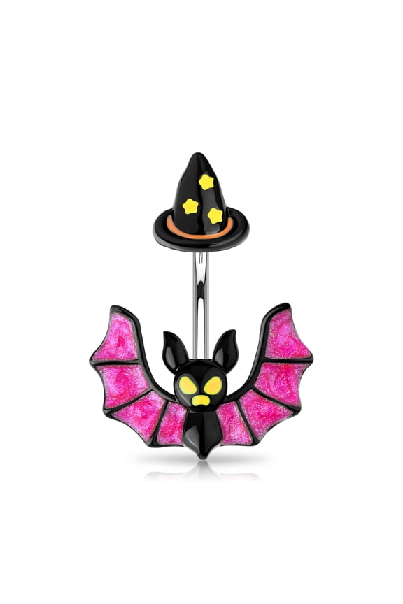 14G Belly Button Rings Navel Rings Surgical Steel Colorful Bat and Hat Navel Piercing Jewelry Belly Rings Belly Piercing