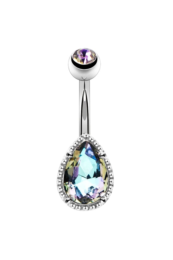 14G Surgical Steer Belly Button Rings Tear Drop CZ Gem Navel Rings Belly Jewelry