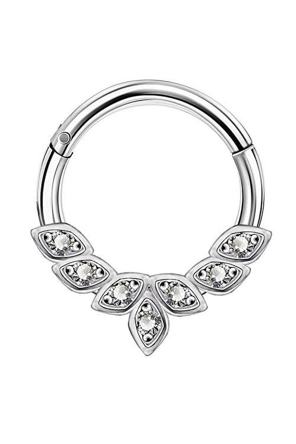 16G 316L Stainless Steel Daith Earrings Hoop Cluster CZ Hinged Segment Clicker Daith Clicker Helix Ear Piercing