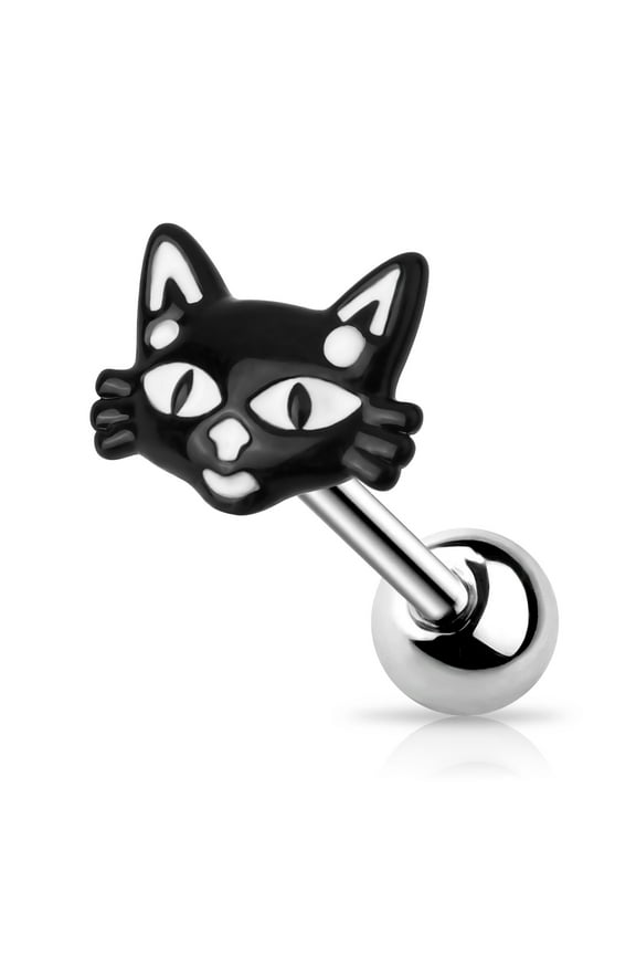 16G Halloween Cartilage Earrings Black Cat Helix Piercing Studs Stainless Steel Conch Jewelry For Women