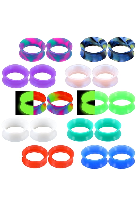 20PCS Soft Silicone Ear Gauges 00g Marble Pearlized Flesh Tunnels Plugs Stretchers Expander Double Flared Flesh Tunnels Ear Piercing Jewelry