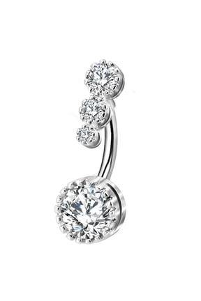 316L Surgical Steel Belly Button Rings Clear CZ Navel Rings Belly Rings Belly Piercing