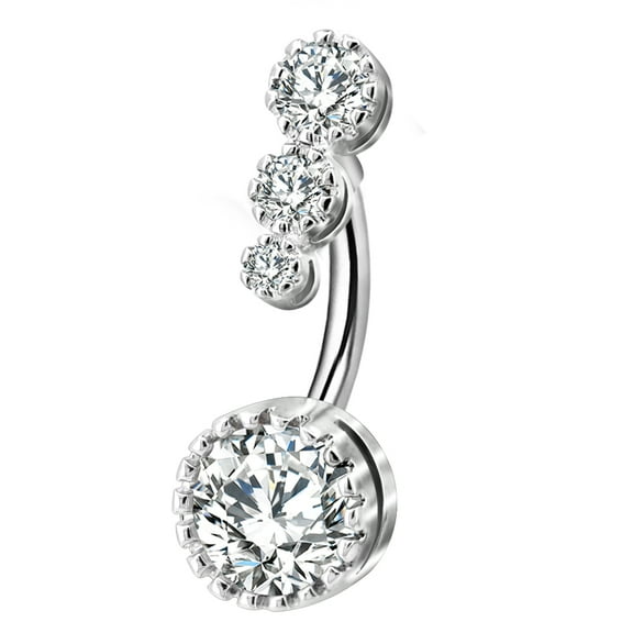 OUFER 316L Surgical Steel Belly Button Rings Clear CZ Navel Rings Belly Rings Belly Piercing
