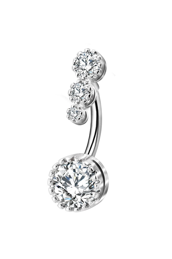 316L Surgical Steel Belly Button Rings Round Clear CZ Belly Rings Navel Rings Belly Piercing Body Piercing Jewelry-10mm bar Length